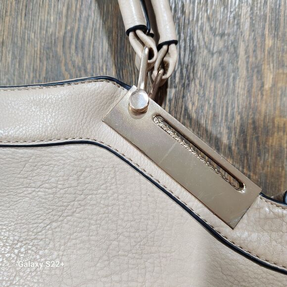 Black Rivet Taupe Leather Purse Normcore Everyday Carryall Classic Neutral - Picture 3 of 15